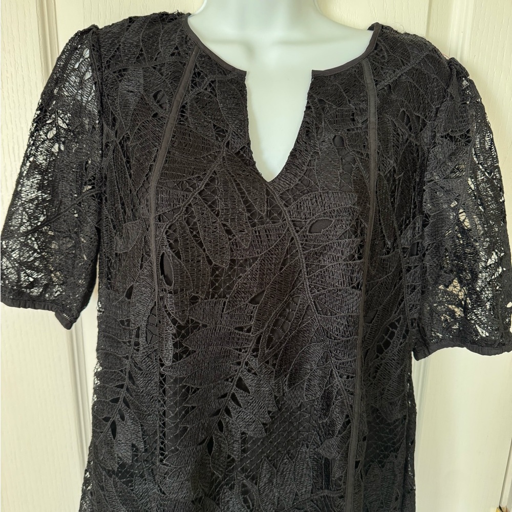 NWT Chico’s 00 (size 2) Black Lace Leaf Dress - Picture 3 of 8